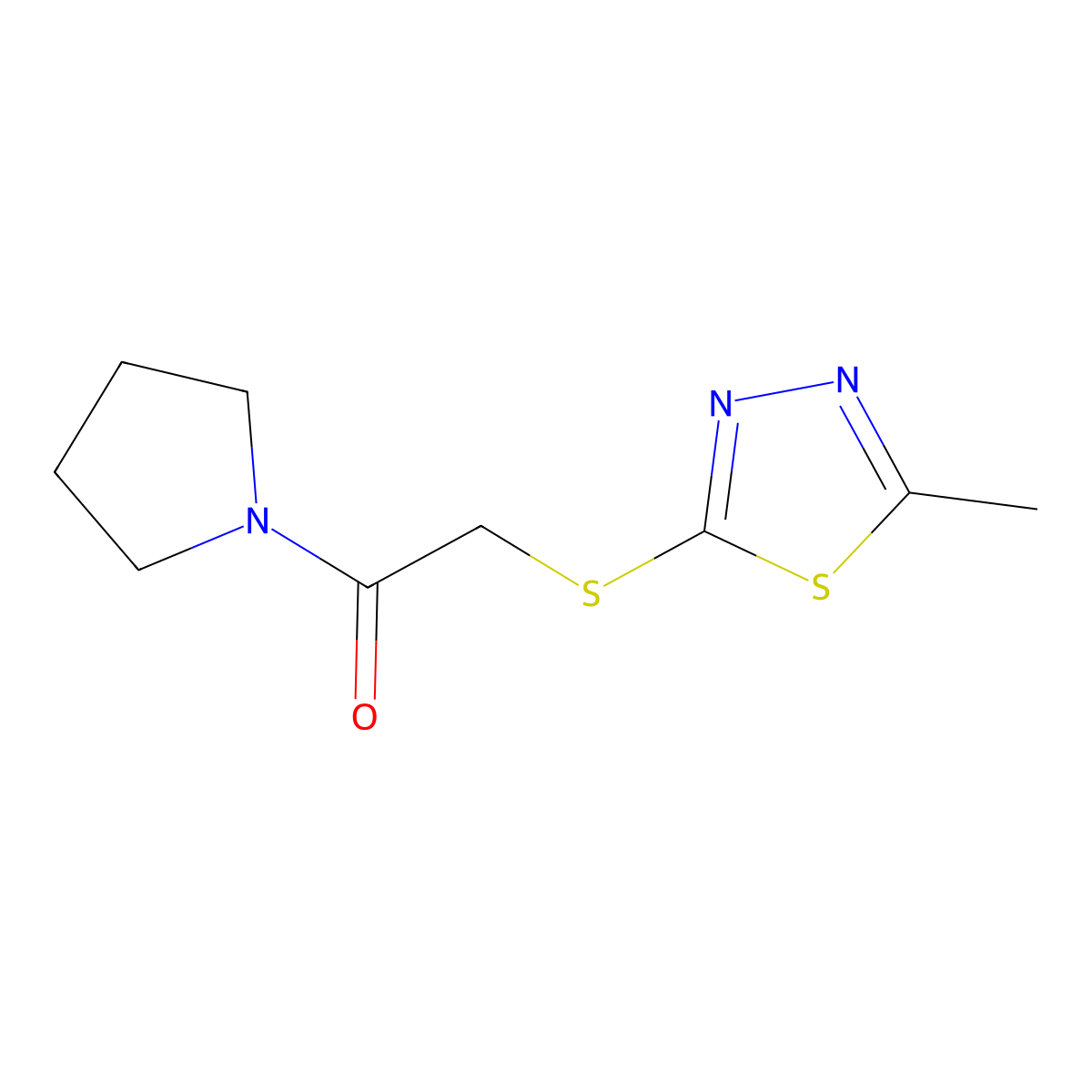 2-[(5-Methyl-1,3,4-thiadiazol-2-yl)sulfanyl]-1-(pyrrolidin-1-yl)ethan-1-one molecular structure, CAS 392713-06-3