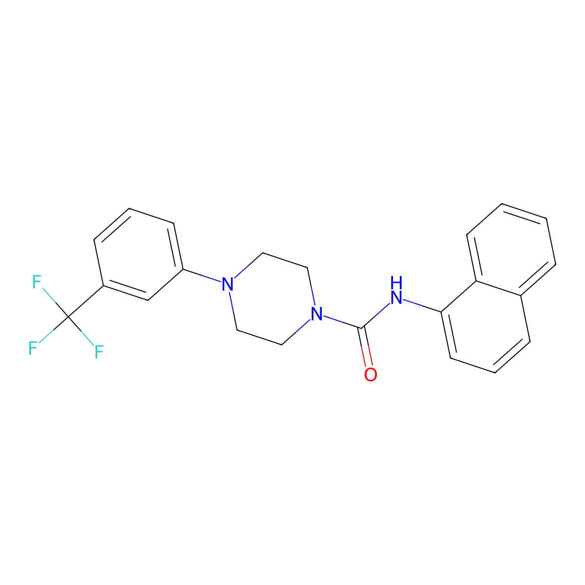 N-naphthalen-1-yl-4-[3-(trifluoromethyl)phenyl]piperazine-1-carboxamide molecular structure, CAS 392713-14-3