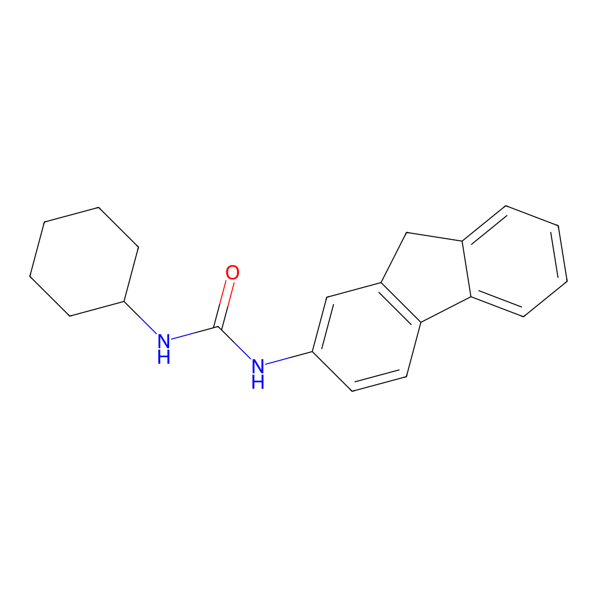 1-cyclohexyl-3-(9H-fluoren-2-yl)urea molecular structure, CAS 392713-23-4