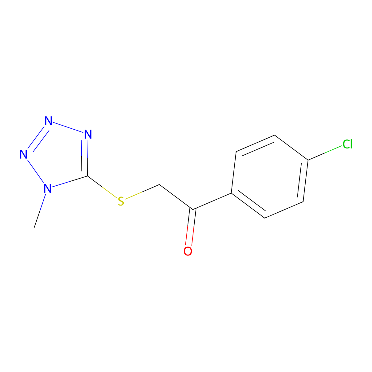 1-(4-Chlorophenyl)-2-(1-methyltetrazol-5-yl)sulfanylethanone molecular structure, CAS 392715-61-6