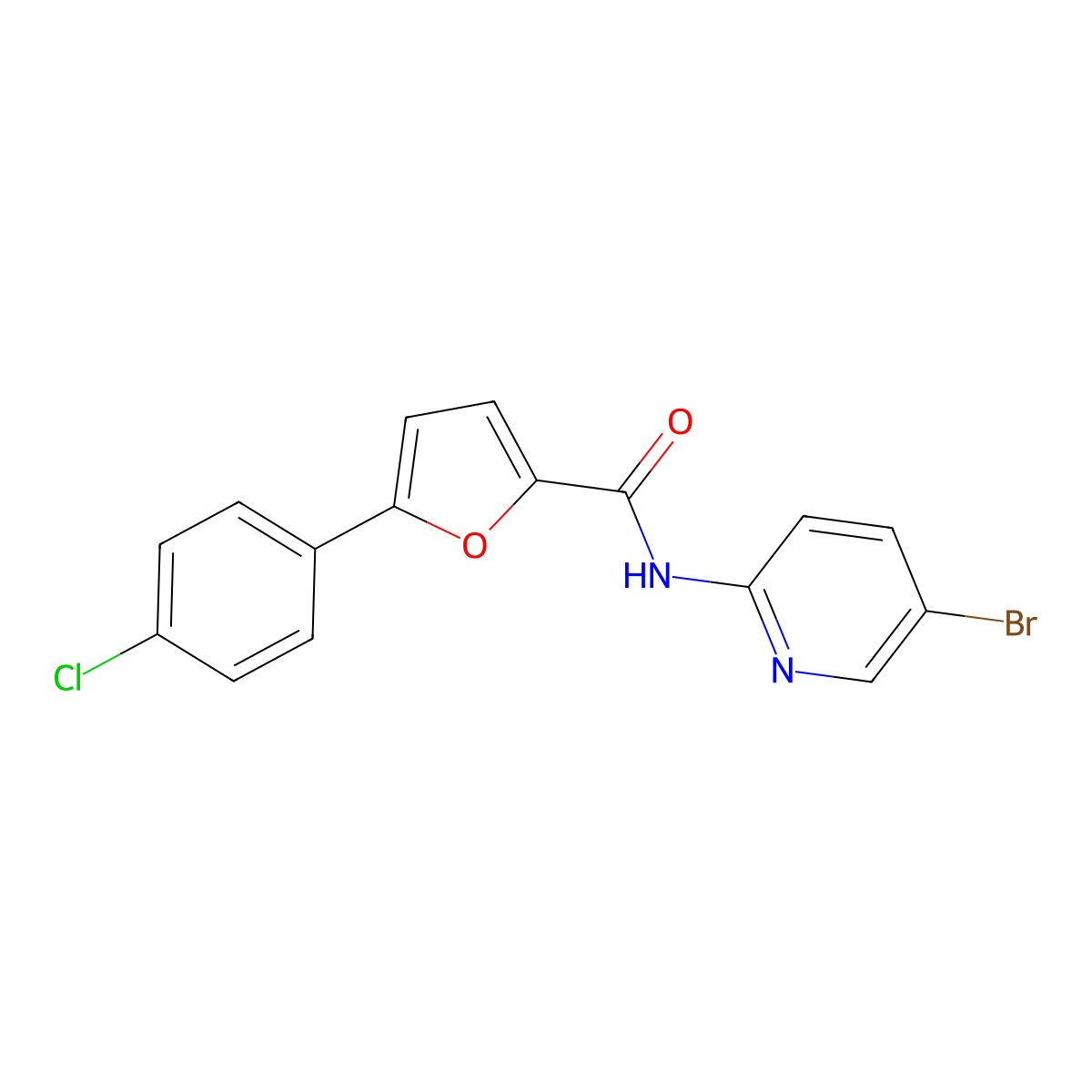 N-(5-bromopyridin-2-yl)-5-(4-chlorophenyl)furan-2-carboxamide molecular structure, CAS 392717-54-3