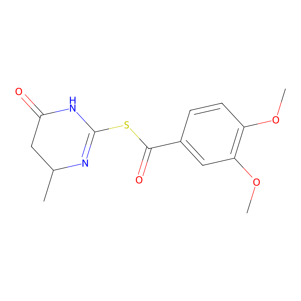 2-[(3,4-Dimethoxyphenyl)carbonylthio]-6-methyl-1,5,6-trihydropyrimidin-4-one molecular structure, CAS 392719-11-8