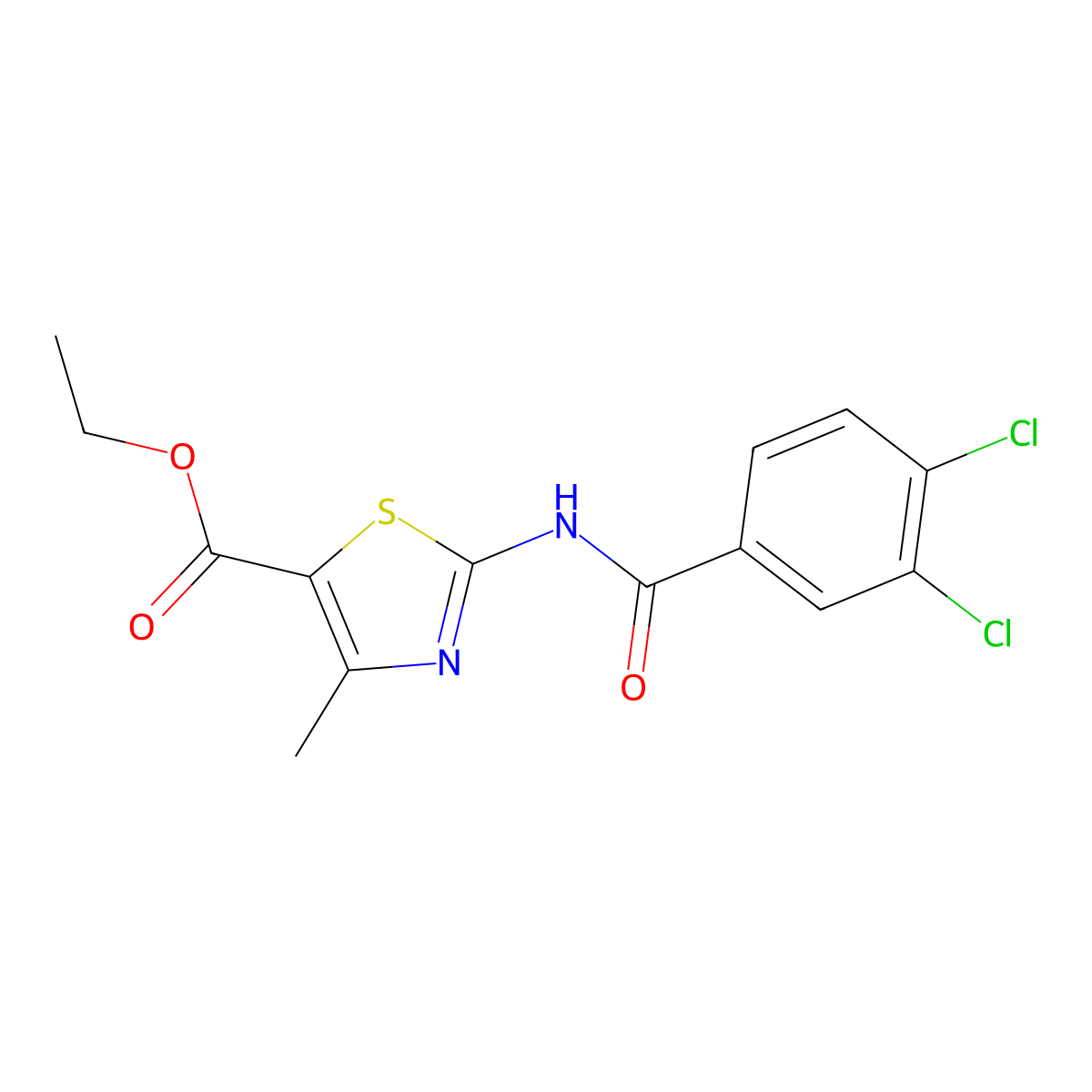 Ethyl 2-[(3,4-dichlorobenzoyl)amino]-4-methyl-1,3-thiazole-5-carboxylate molecular structure, CAS 392719-77-6