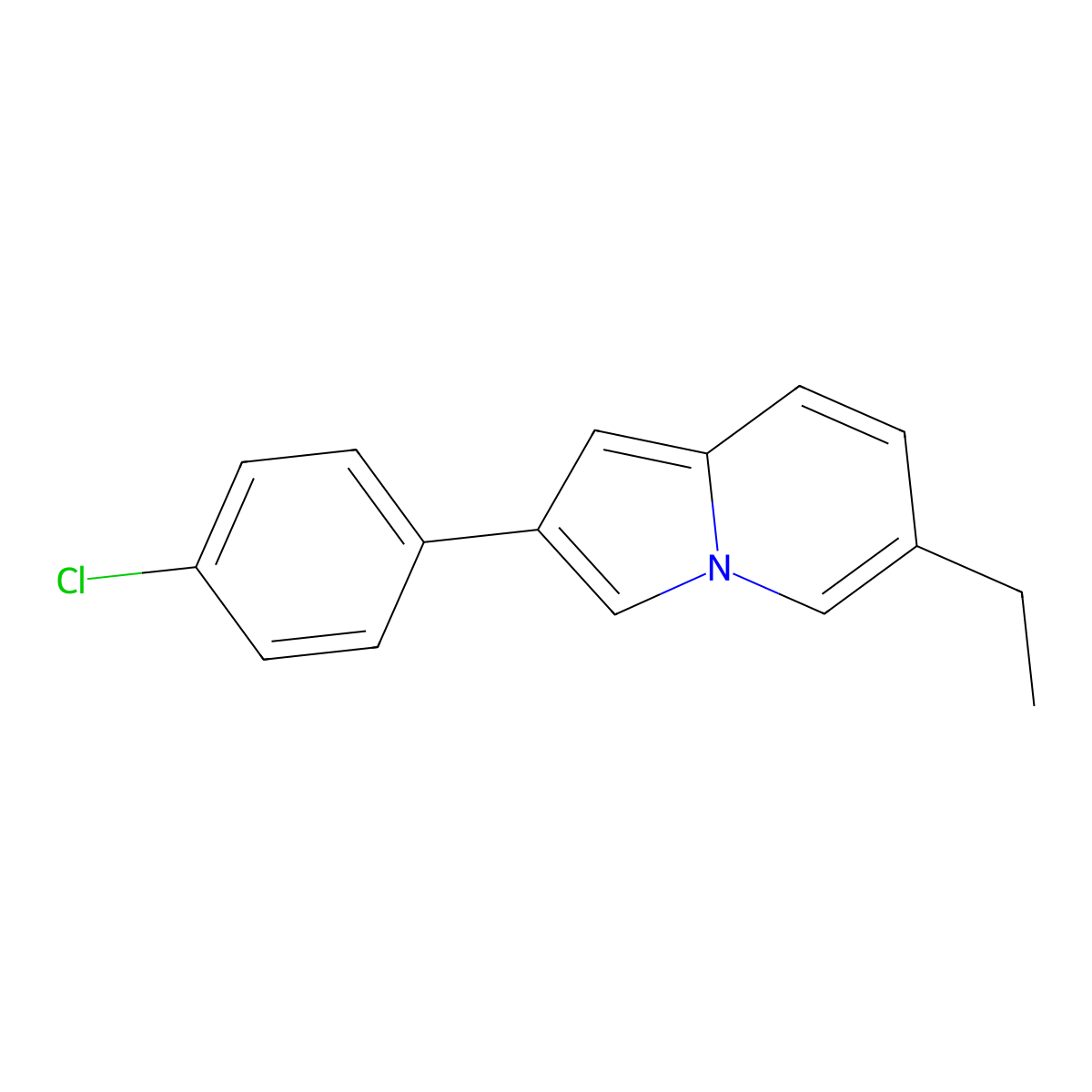 2-(4-Chlorophenyl)-6-ethylindolizine molecular structure, CAS 392725-37-0
