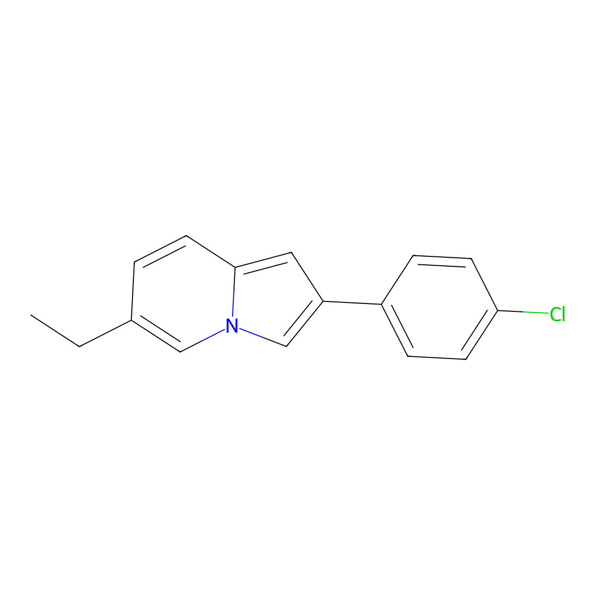 2-(4-Chlorophenyl)-6-ethylindolizine molecular structure, CAS 392725-37-0