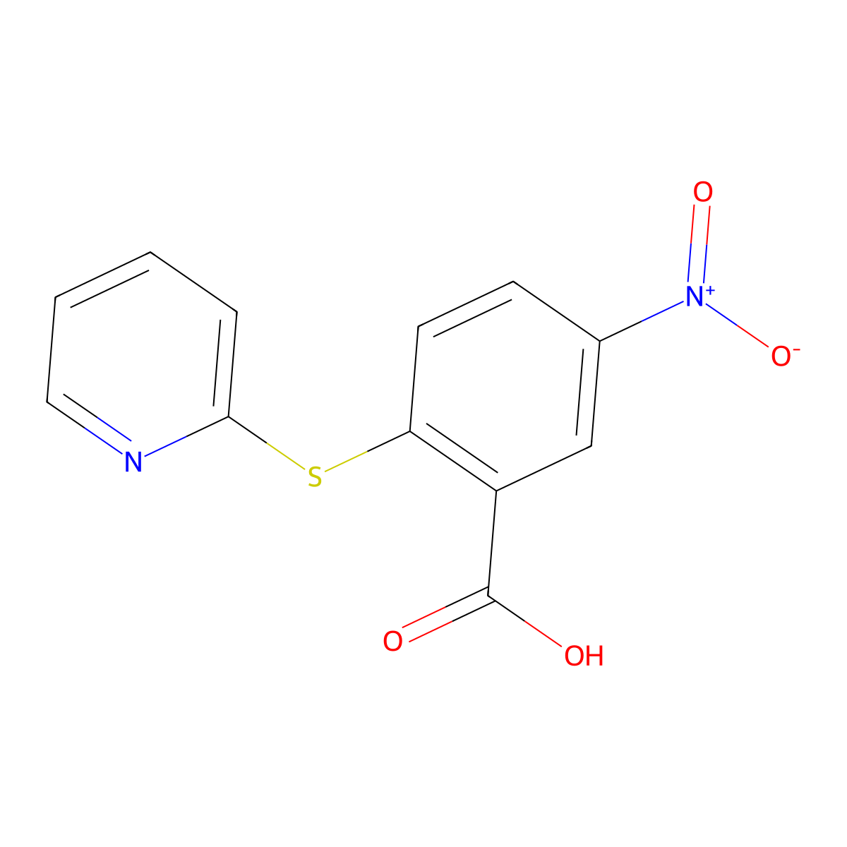 5-Nitro-2-(pyridin-2-ylthio)benzoic acid molecular structure, CAS 392726-23-7