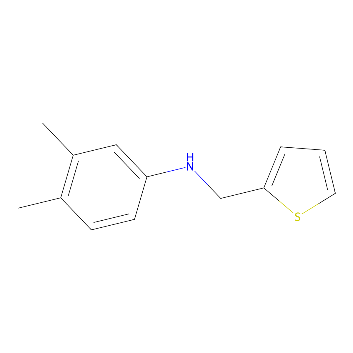 3,4-dimethyl-N-(thiophen-2-ylmethyl)aniline molecular structure, CAS 392726-25-9