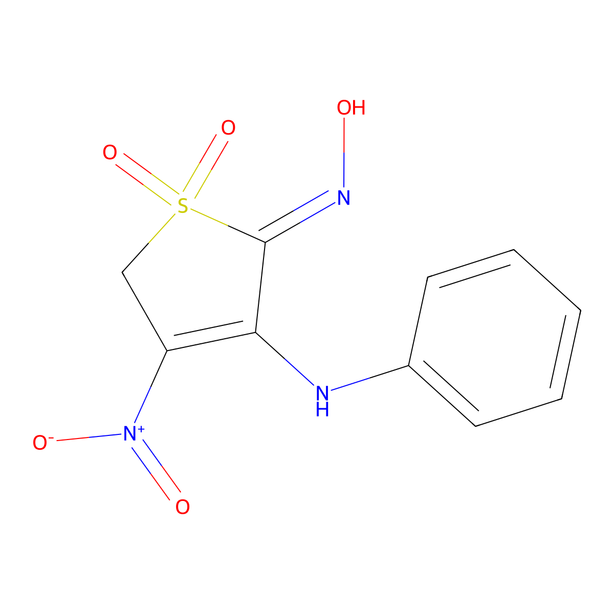 2(5H)-Thiophenone, 4-nitro-3-(phenylamino)-, oxime, 1,1-dioxide molecular structure, CAS 392728-95-9