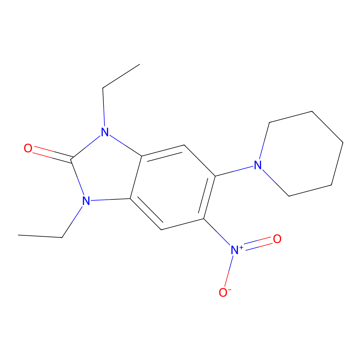 1,3-Diethyl-1,3-dihydro-5-nitro-6-(1-piperidinyl)-2H-benzimidazol-2-one molecular structure, CAS 392730-05-1