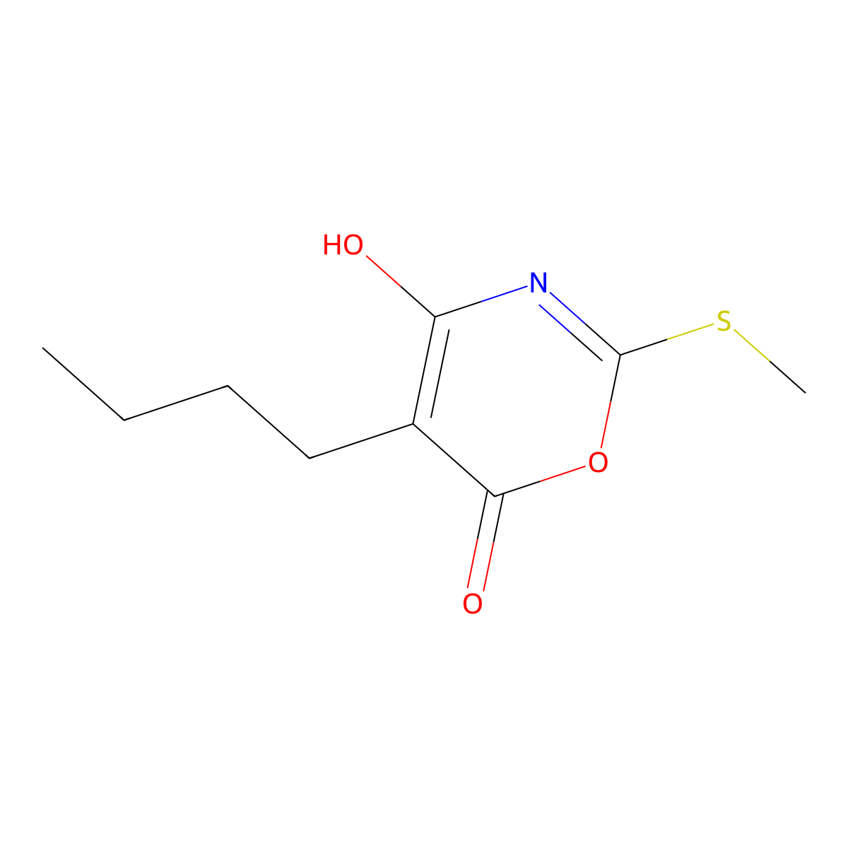 5-Butyl-6-hydroxy-2-methylsulfanyl-1,3-oxazin-4-one molecular structure, CAS 392736-11-7