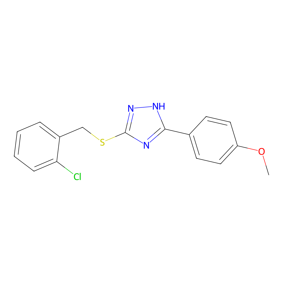 3-[(2-chlorophenyl)methylsulfanyl]-5-(4-methoxyphenyl)-1H-1,2,4-triazole molecular structure, CAS 392738-76-0