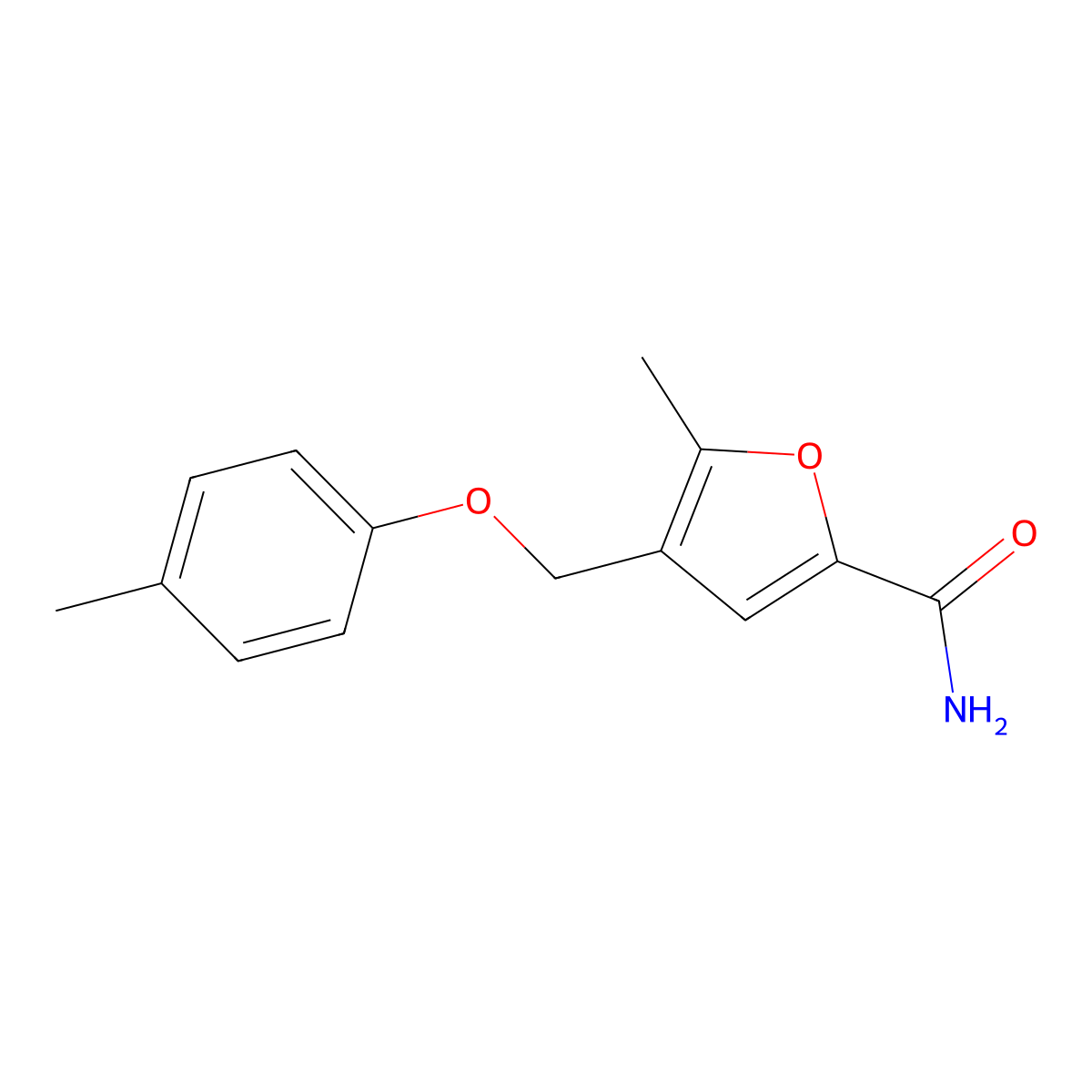 5-Methyl-4-[(4-methylphenoxy)methyl]furan-2-carboxamide molecular structure, CAS 392738-90-8