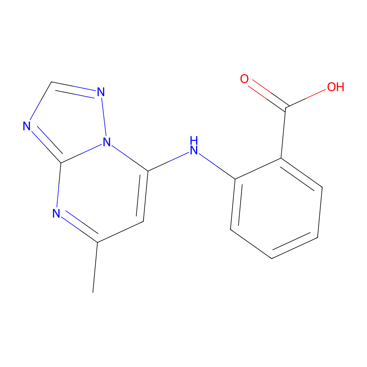 2-(5-Methyl-[1,2,4]triazolo[1,5-a]pyrimidin-7-ylamino)-benzoic acid molecular structure, CAS 392739-38-7