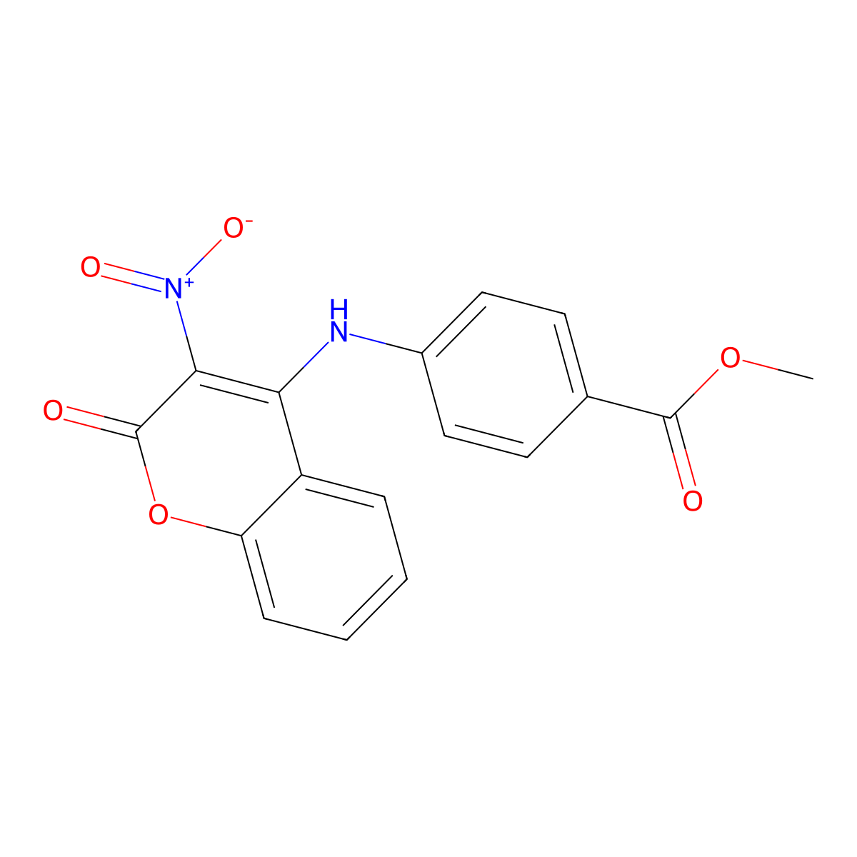 Methyl 4-[(3-nitro-2-oxochromen-4-yl)amino]benzoate molecular structure, CAS 392739-42-3