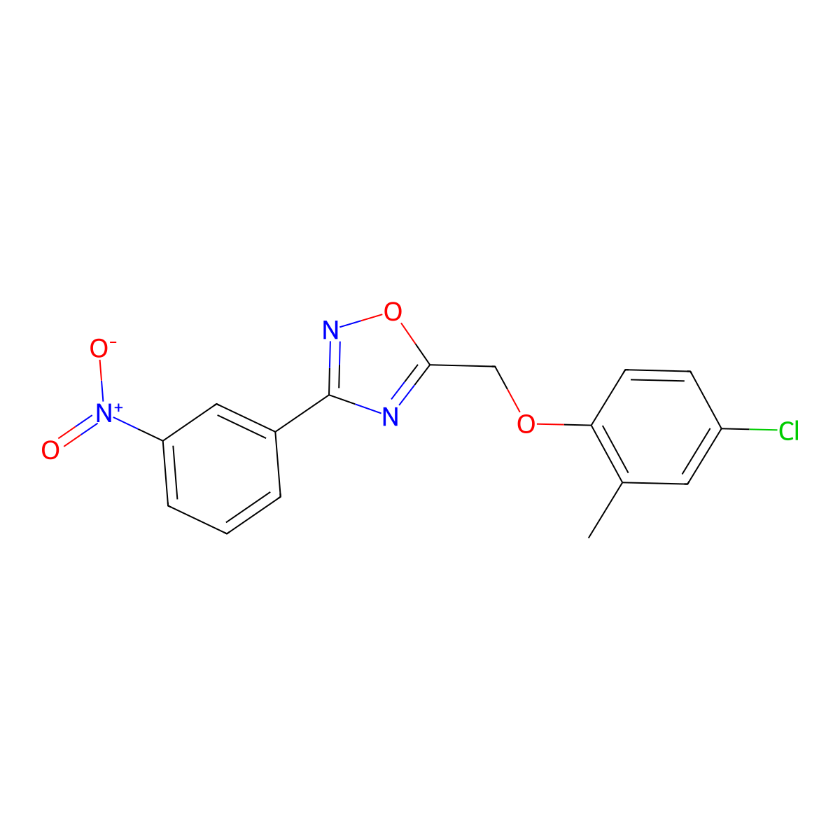 5-[(4-Chloro-2-methylphenoxy)methyl]-3-(3-nitrophenyl)-1,2,4-oxadiazole molecular structure, CAS 392739-58-1