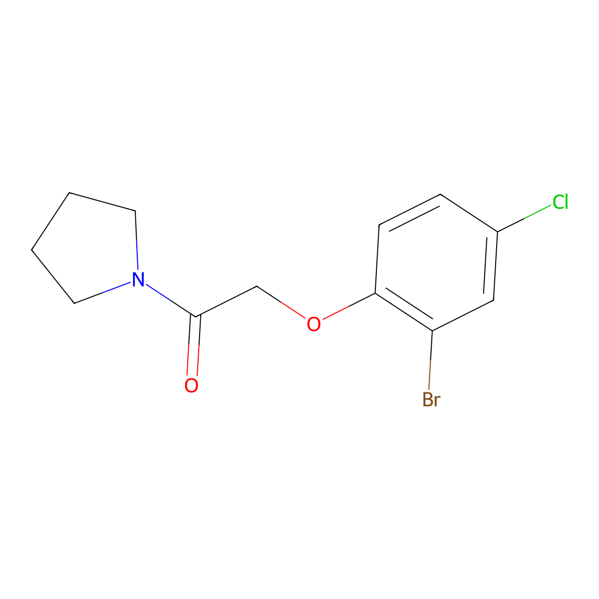 2-(2-Bromo-4-chlorophenoxy)-1-(pyrrolidin-1-yl)ethanone molecular structure, CAS 392739-66-1