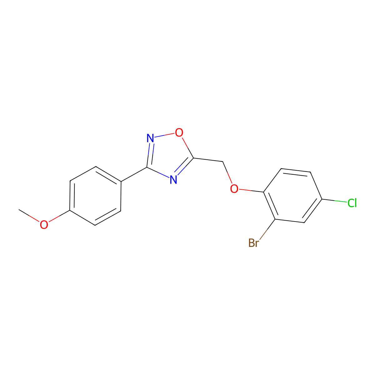 5-[(2-Bromo-4-chlorophenoxy)methyl]-3-(4-methoxyphenyl)-1,2,4-oxadiazole molecular structure, CAS 392739-73-0
