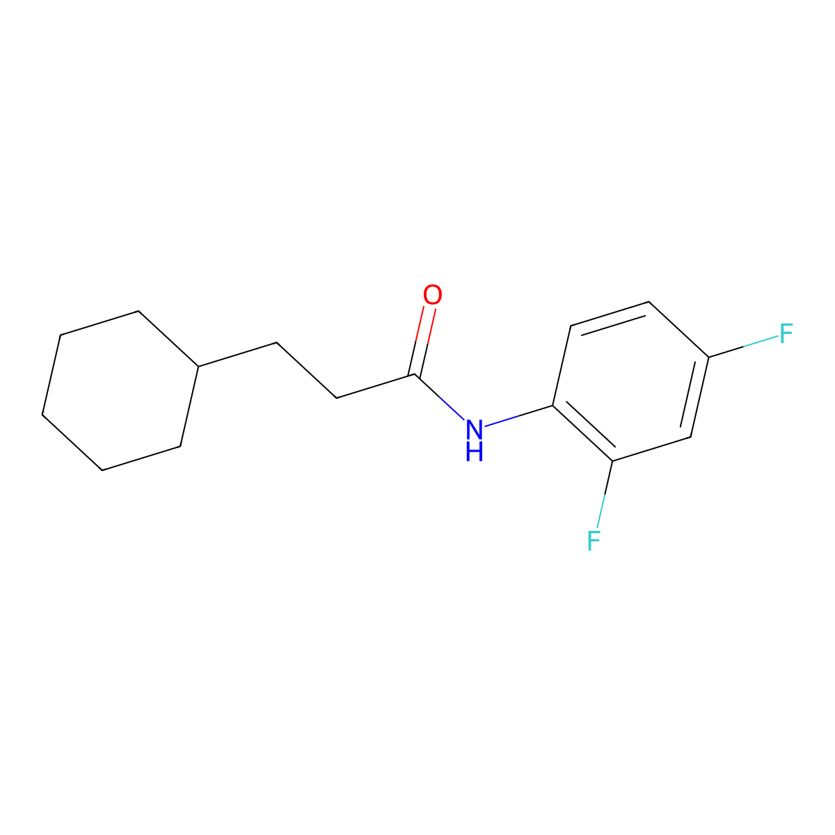 3-cyclohexyl-N-(2,4-difluorophenyl)propanamide molecular structure, CAS 392741-30-9