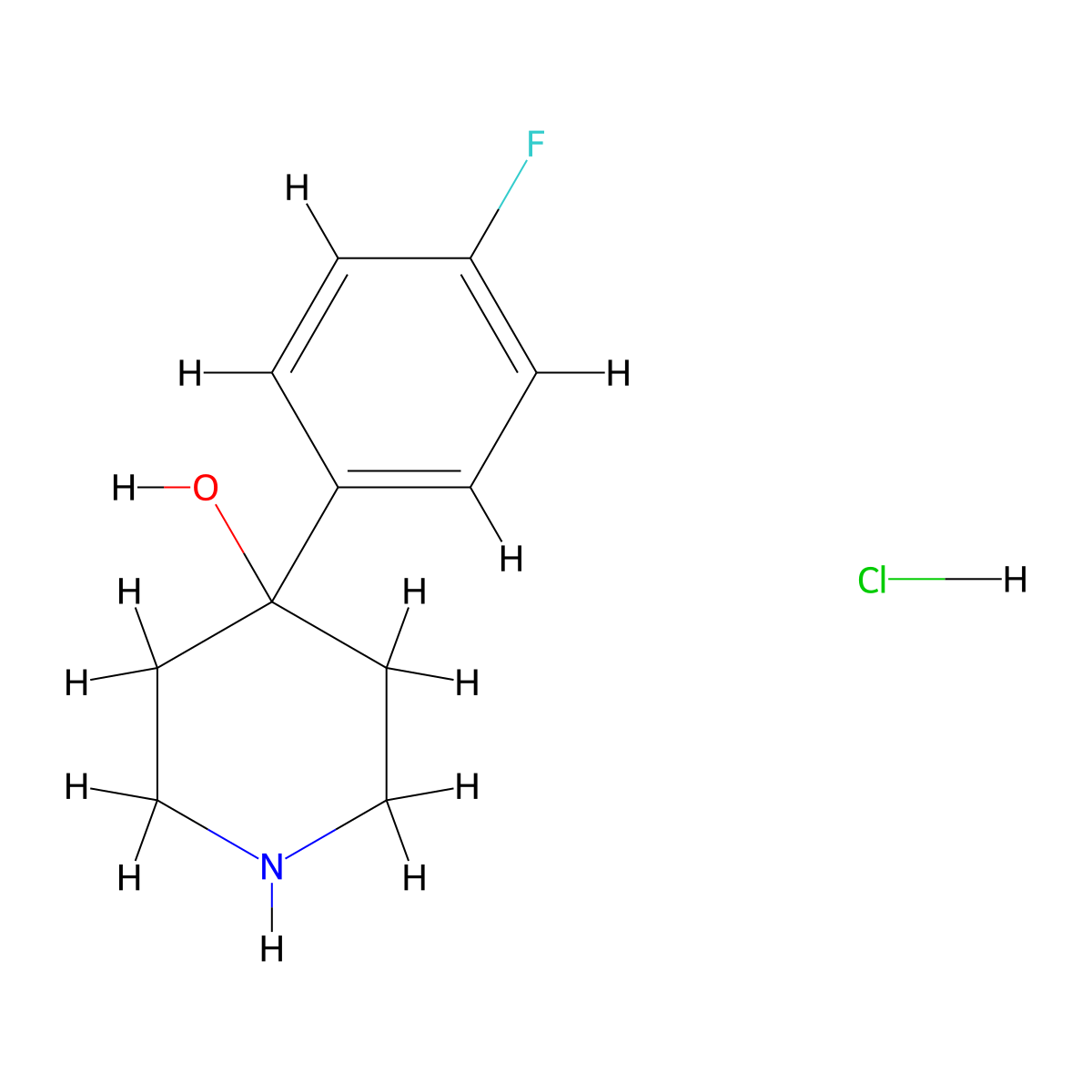 4-(4-fluorophenyl)piperidin-4-ol Hydrochloride molecular structure, CAS 3929-30-4