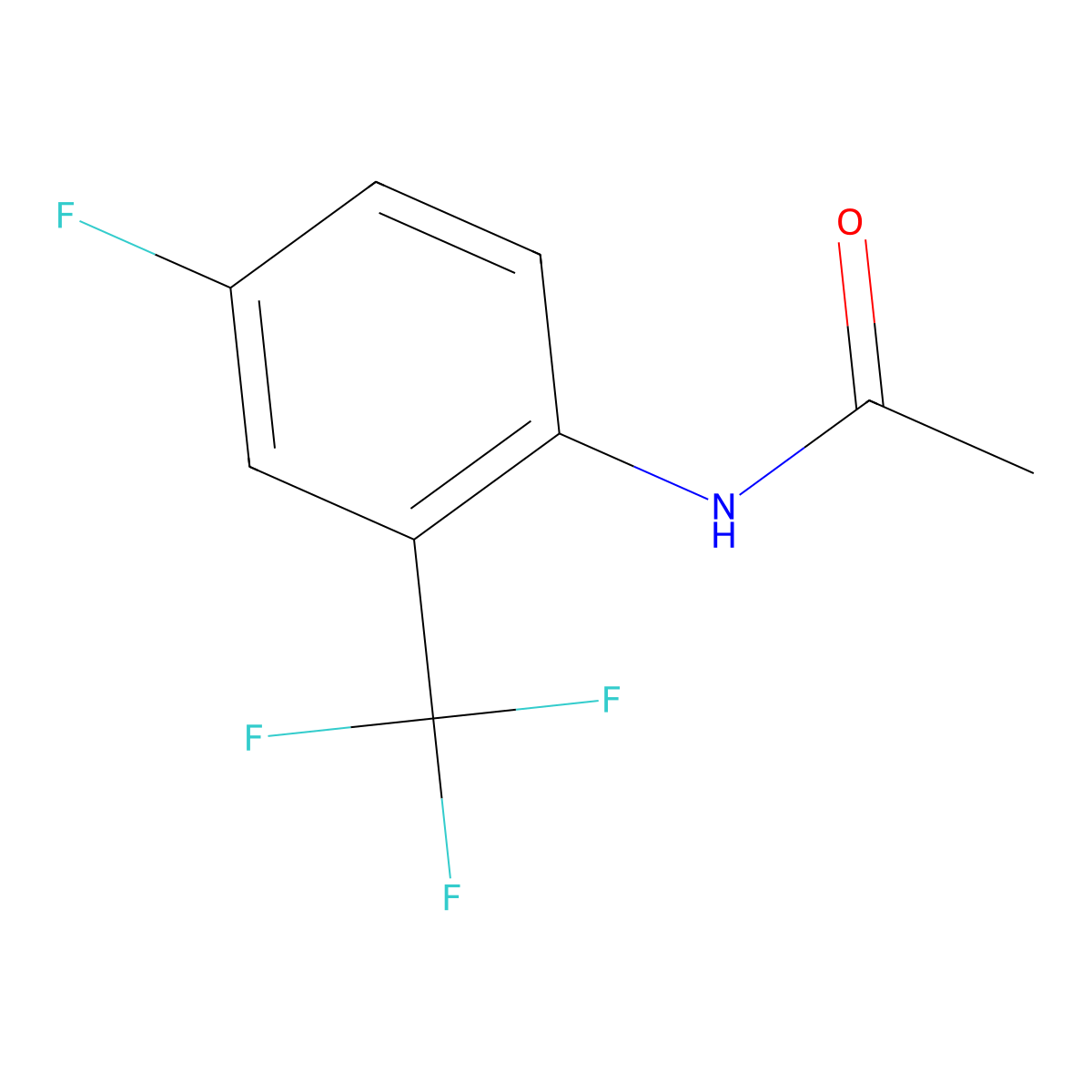 N-(4-fluoro-2-(trifluoromethyl)phenyl)acetamide molecular structure, CAS 393-23-7