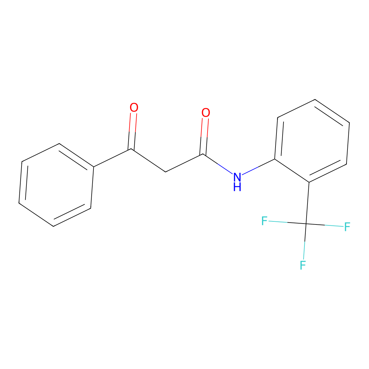 3-Oxo-3-phenyl-N-[2-(trifluoromethyl)phenyl]-propanamide molecular structure, CAS 393-34-0