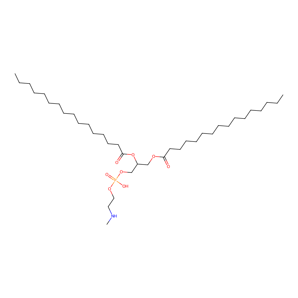 1,1'-((1R)-1-(3-Hydroxy-3-oxido-2,4-dioxa-7-aza-3-phosphaoct-1-yl)-1,2-ethanediyl) dihexadecanoate molecular structure, CAS 3930-13-0