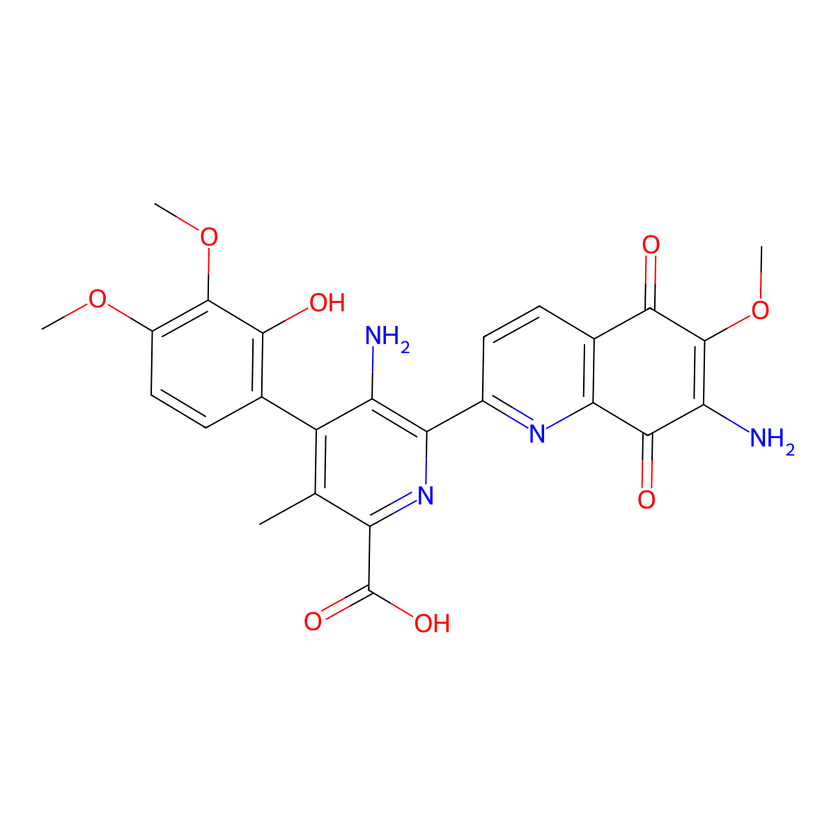 Streptonigrin molecular structure, CAS 3930-19-6