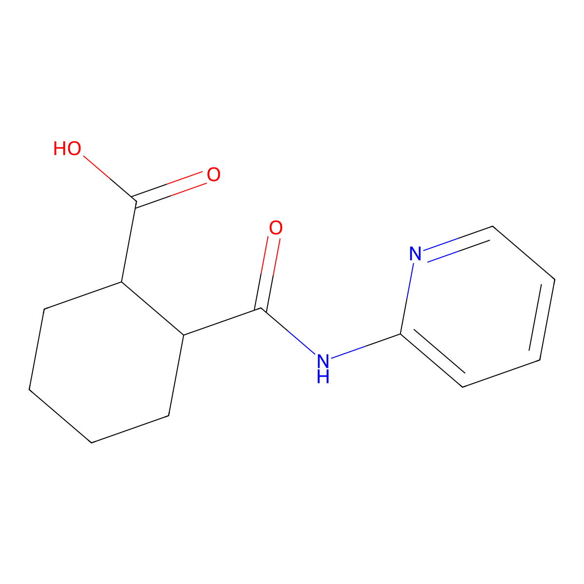 2-(Pyridin-2-ylcarbamoyl)cyclohexane-1-carboxylic acid molecular structure, CAS 393078-38-1