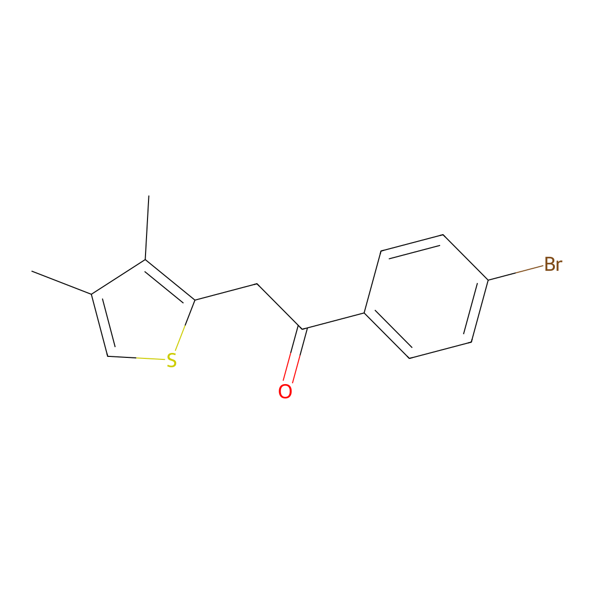 1-(4-Bromophenyl)-2-(3,4-dimethylthiophen-2-yl)ethanone molecular structure, CAS 393085-12-6