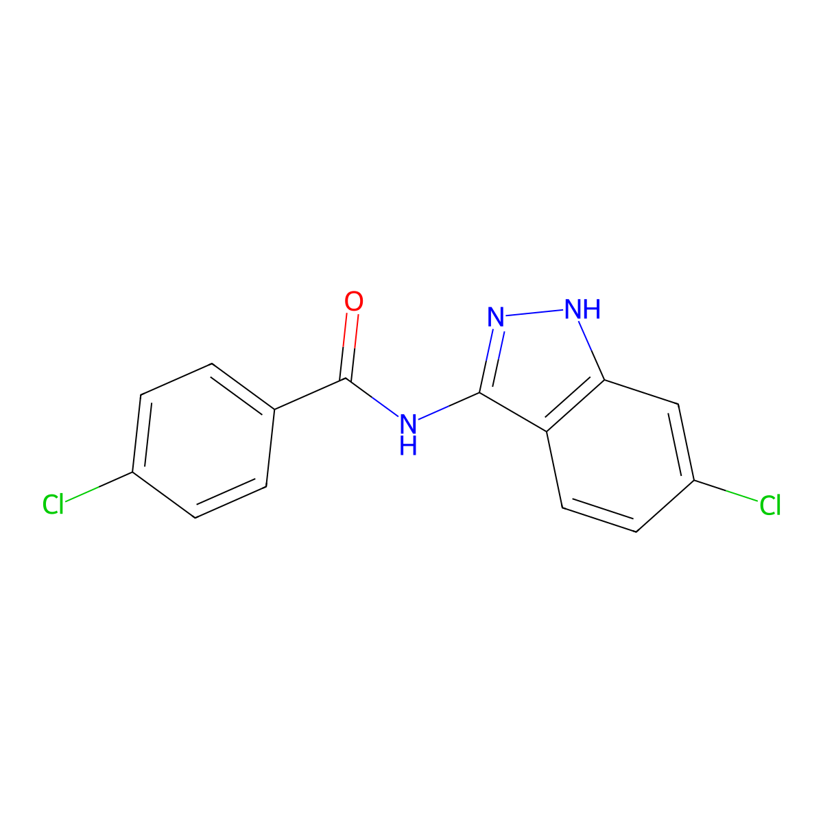 4-chloro-N-(6-chloro-1H-indazol-3-yl)benzamide molecular structure, CAS 393121-76-1
