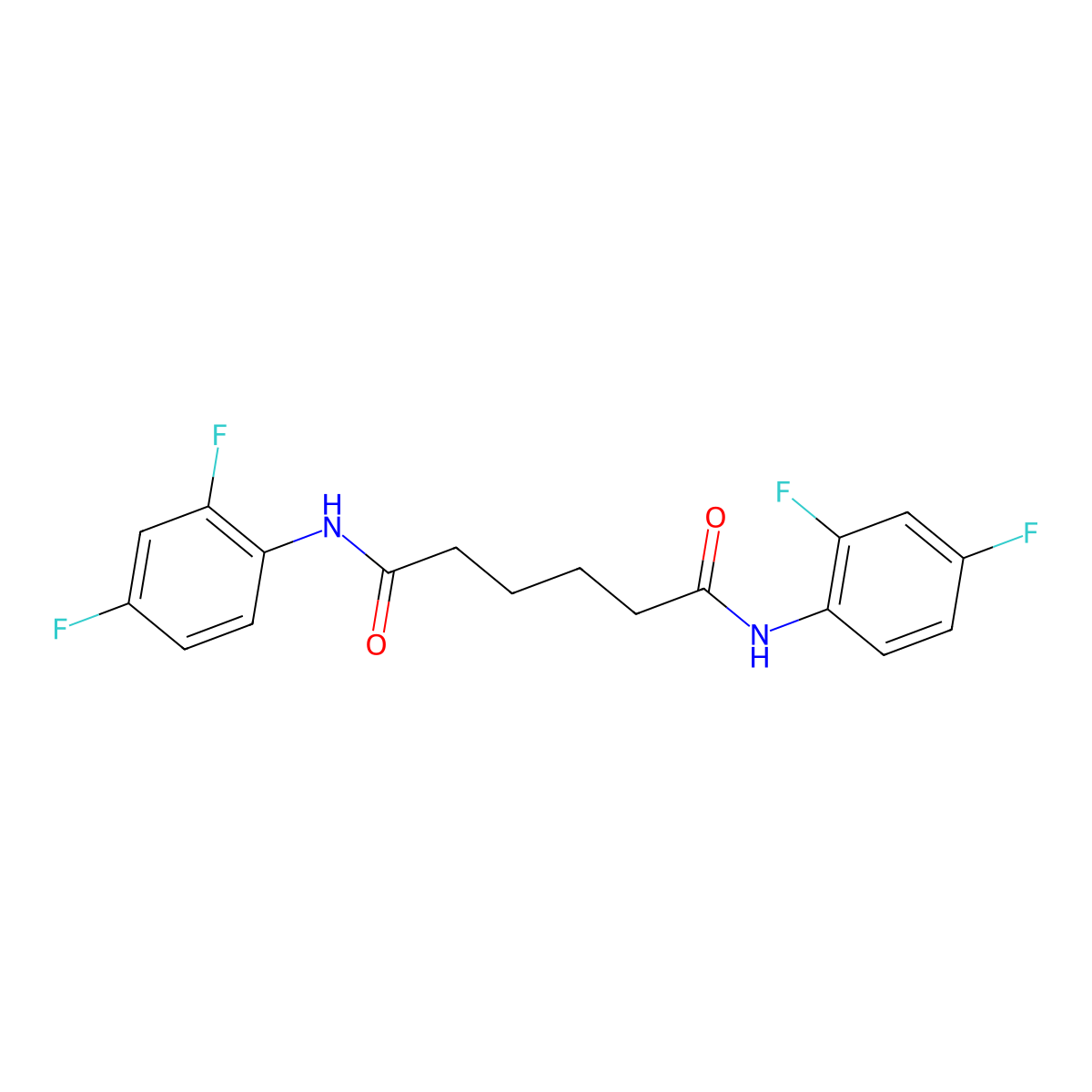 N,N'-bis(2,4-difluorophenyl)hexanediamide molecular structure, CAS 393123-13-2