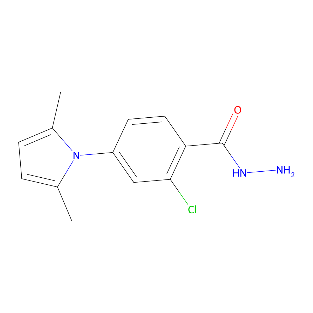 2-Chloro-4-(2,5-dimethylpyrrol-1-yl)benzohydrazide molecular structure, CAS 393124-07-7