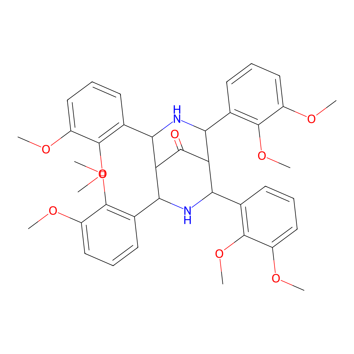 2,4,6,8-Tetrakis(2,3-dimethoxyphenyl)-3,7-diazabicyclo[3.3.1]nonan-9-one molecular structure, CAS 393124-38-4