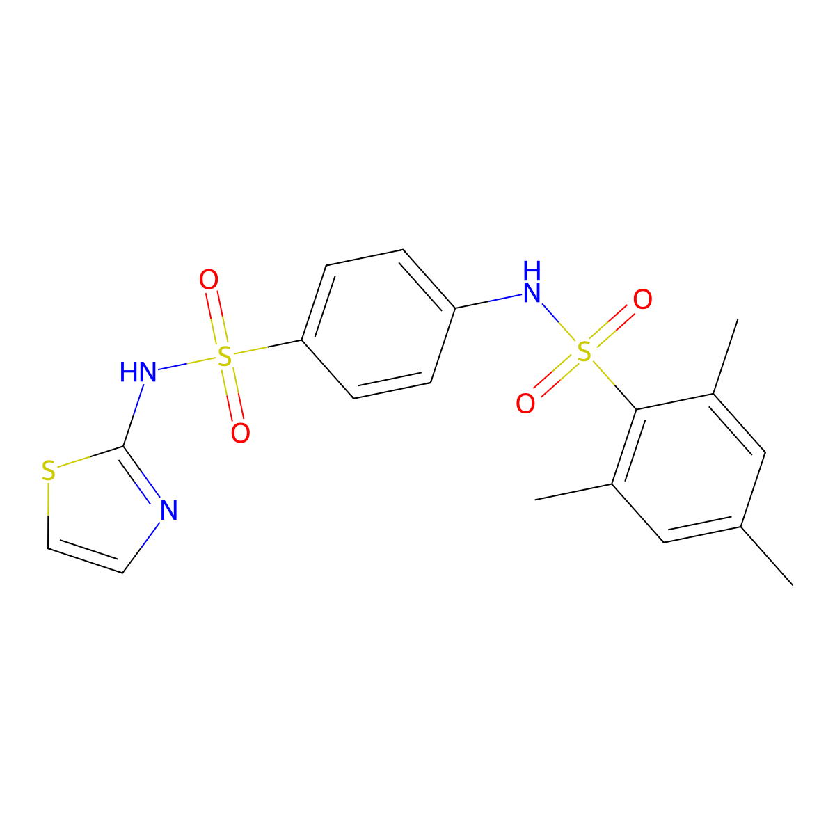 2,4,6-trimethyl-N-[4-(1,3-thiazol-2-ylsulfamoyl)phenyl]benzenesulfonamide molecular structure, CAS 393124-68-0