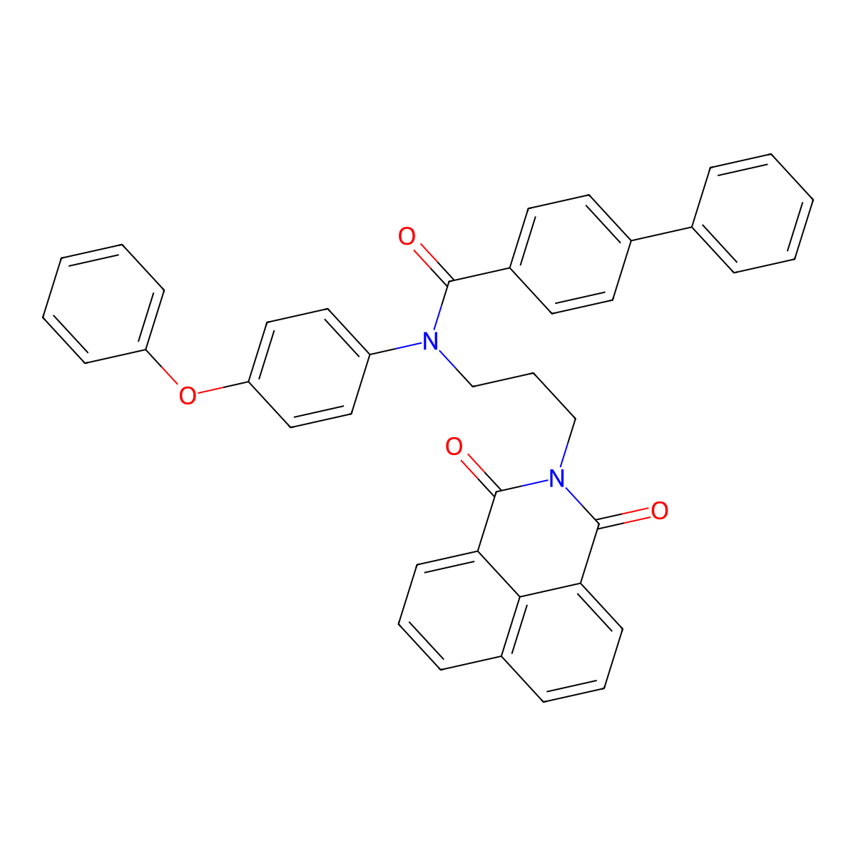 N-(3-(1,3-dioxo-1H-benzo[de]isoquinolin-2(3H)-yl)propyl)-N-(4-phenoxyphenyl)-[1,1'-biphenyl]-4-carboxamide molecular structure, CAS 393124-77-1