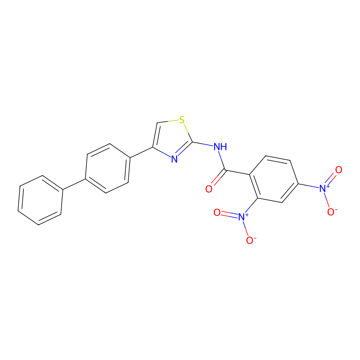2,4-dinitro-N-[4-(4-phenylphenyl)-1,3-thiazol-2-yl]benzamide molecular structure, CAS 393124-82-8