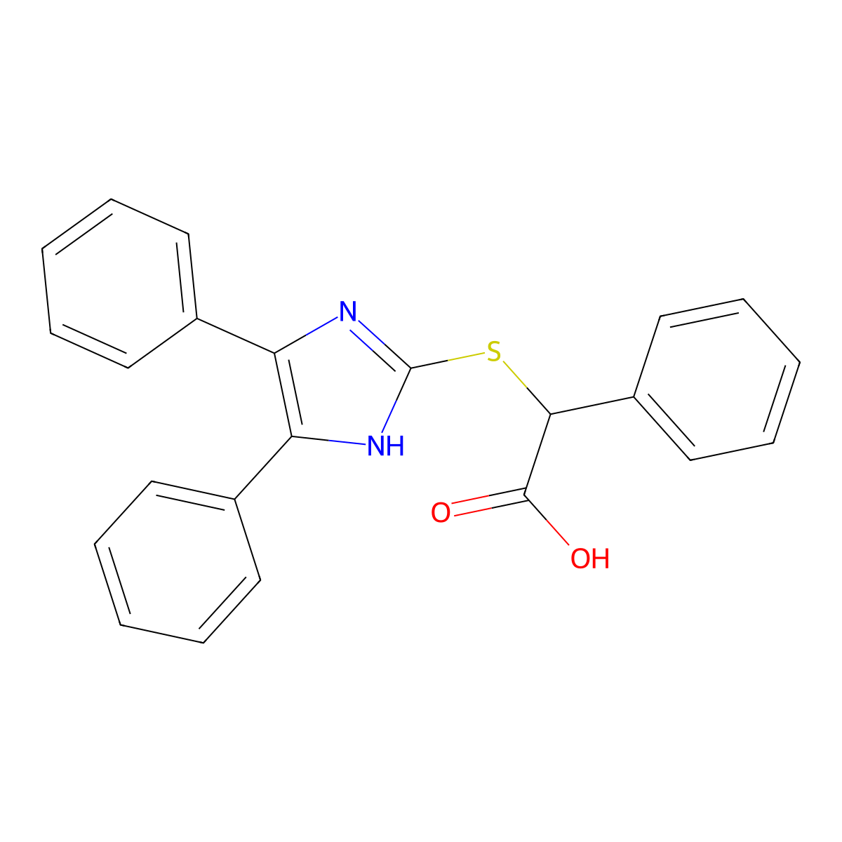 2-[(4,5-diphenyl-1H-imidazol-2-yl)sulfanyl]-2-phenylacetic acid molecular structure, CAS 393125-04-7