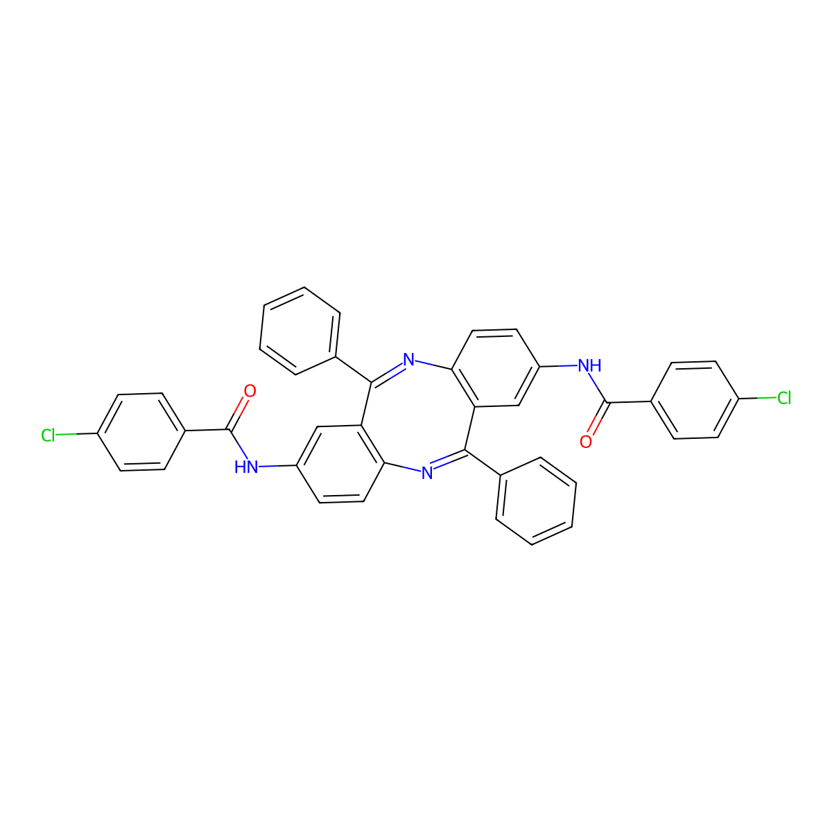 4-chloro-N-[2-[(4-chlorobenzoyl)amino]-6,12-diphenylbenzo[c][1,5]benzodiazocin-8-yl]benzamide molecular structure, CAS 393125-10-5