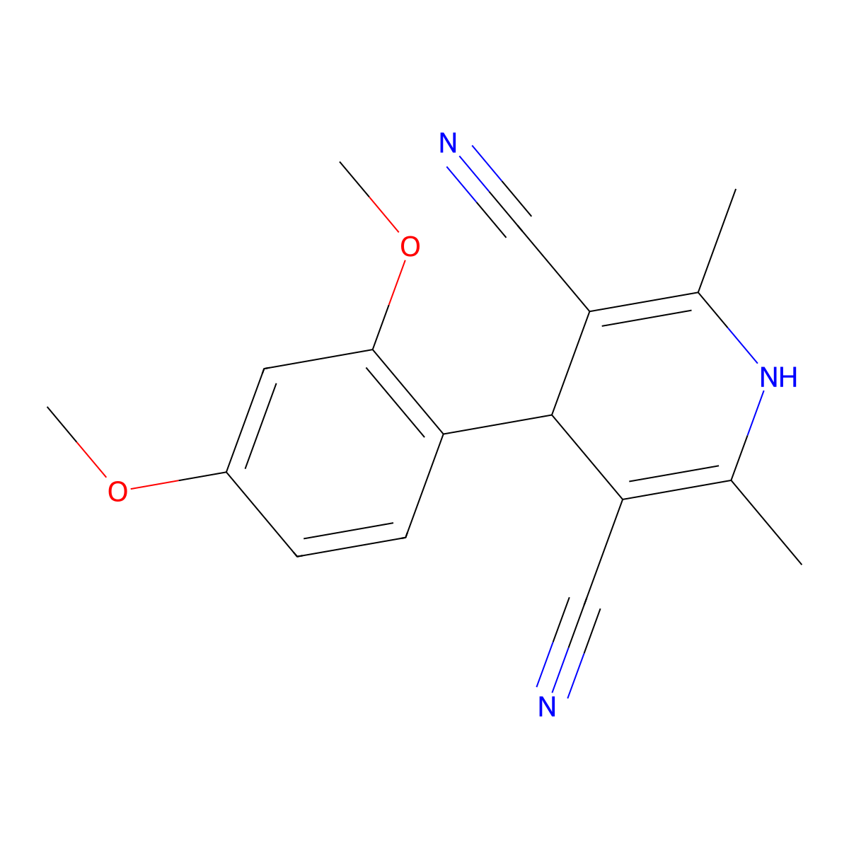 4-(2,4-Dimethoxyphenyl)-2,6-dimethyl-1,4-dihydropyridine-3,5-dicarbonitrile molecular structure, CAS 393125-50-3