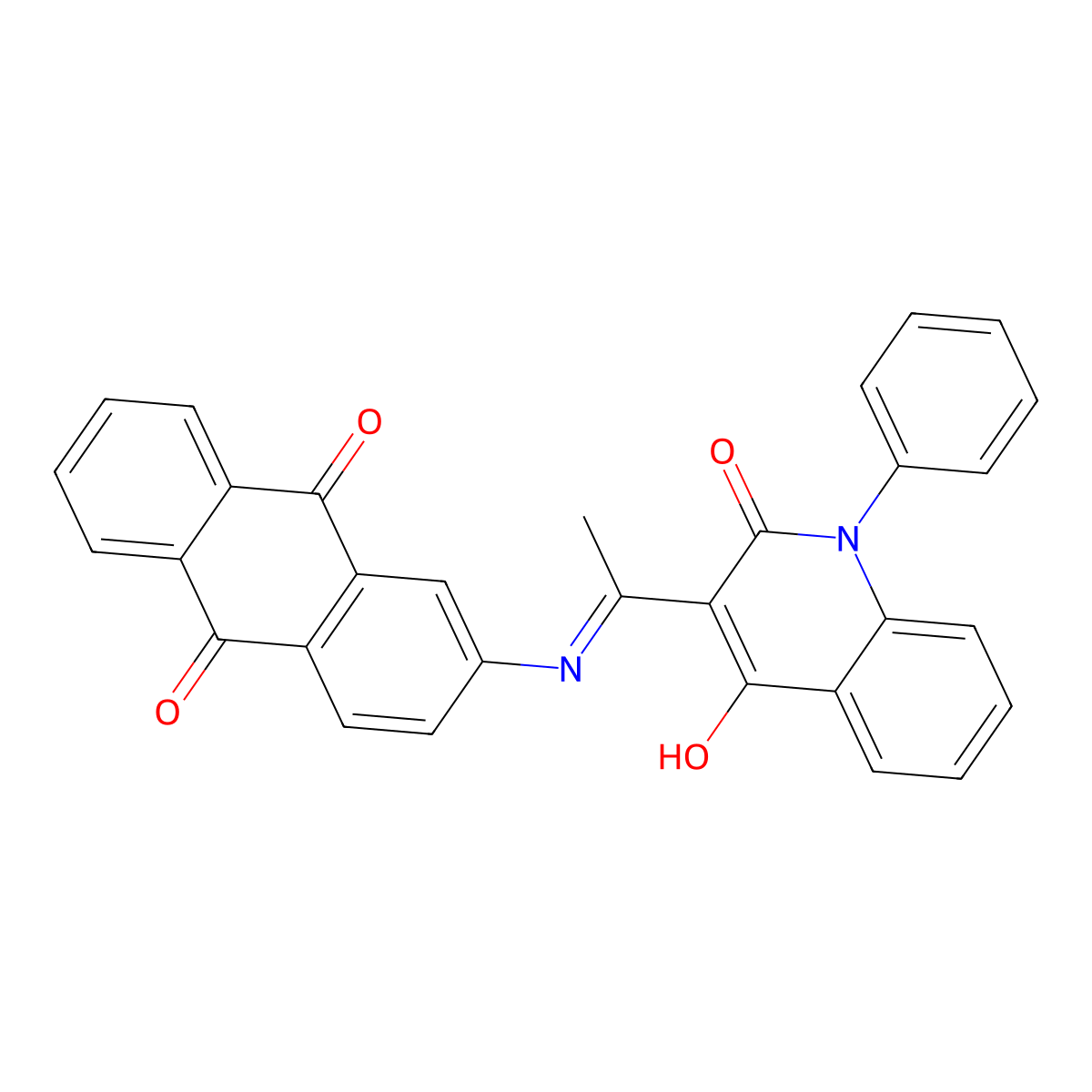 2-[1-(4-Hydroxy-2-oxo-1-phenylquinolin-3-yl)ethylideneamino]anthracene-9,10-dione molecular structure, CAS 393127-36-1