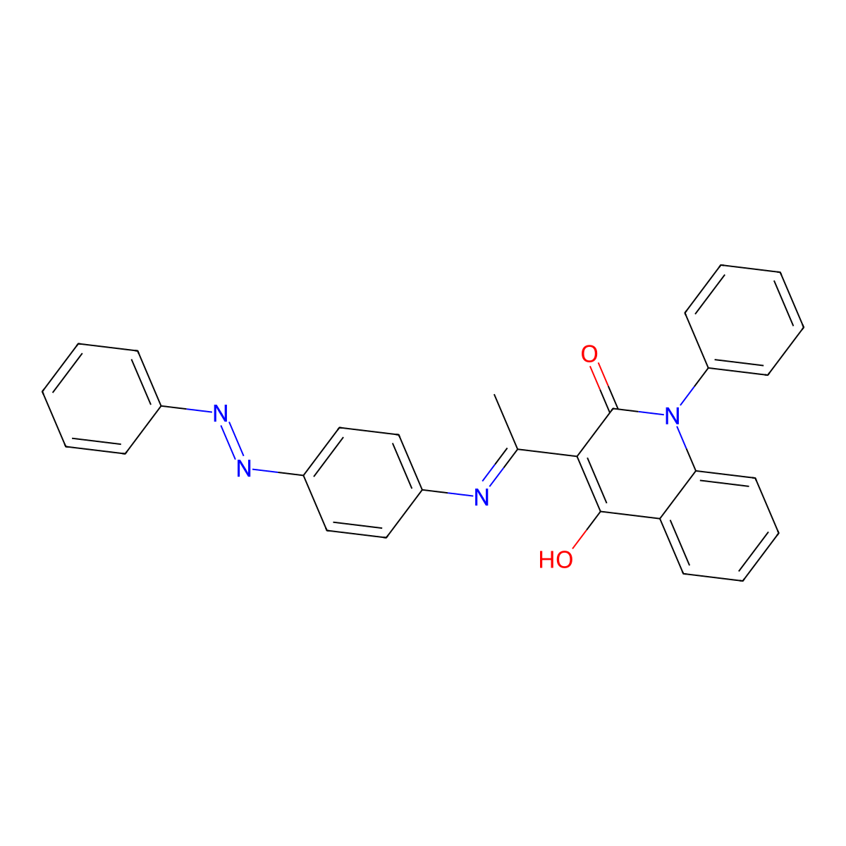 4-hydroxy-3-[C-methyl-N-(4-phenyldiazenylphenyl)carbonimidoyl]-1-phenylquinolin-2-one molecular structure, CAS 393127-52-1