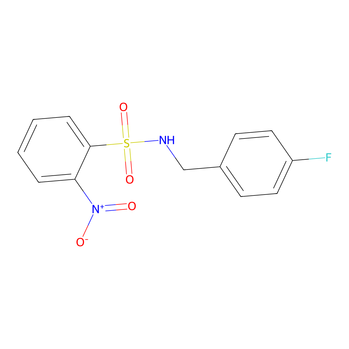 N-(4-fluorobenzyl)-2-nitrobenzenesulfonamide molecular structure, CAS 393128-83-1