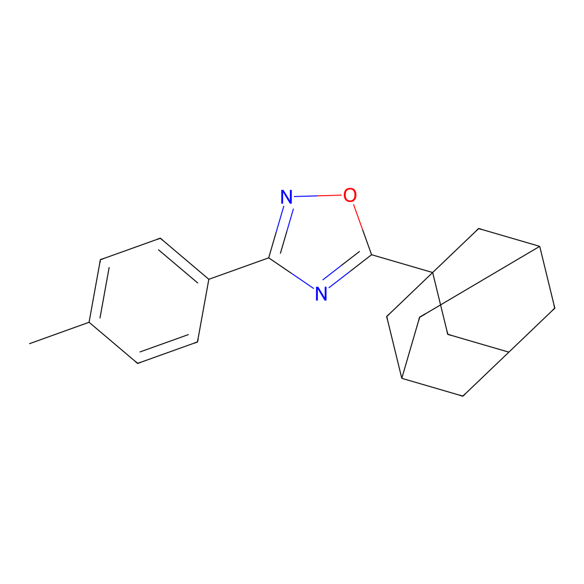 5-(1-Adamantyl)-3-(4-methylphenyl)-1,2,4-oxadiazole molecular structure, CAS 393130-56-8