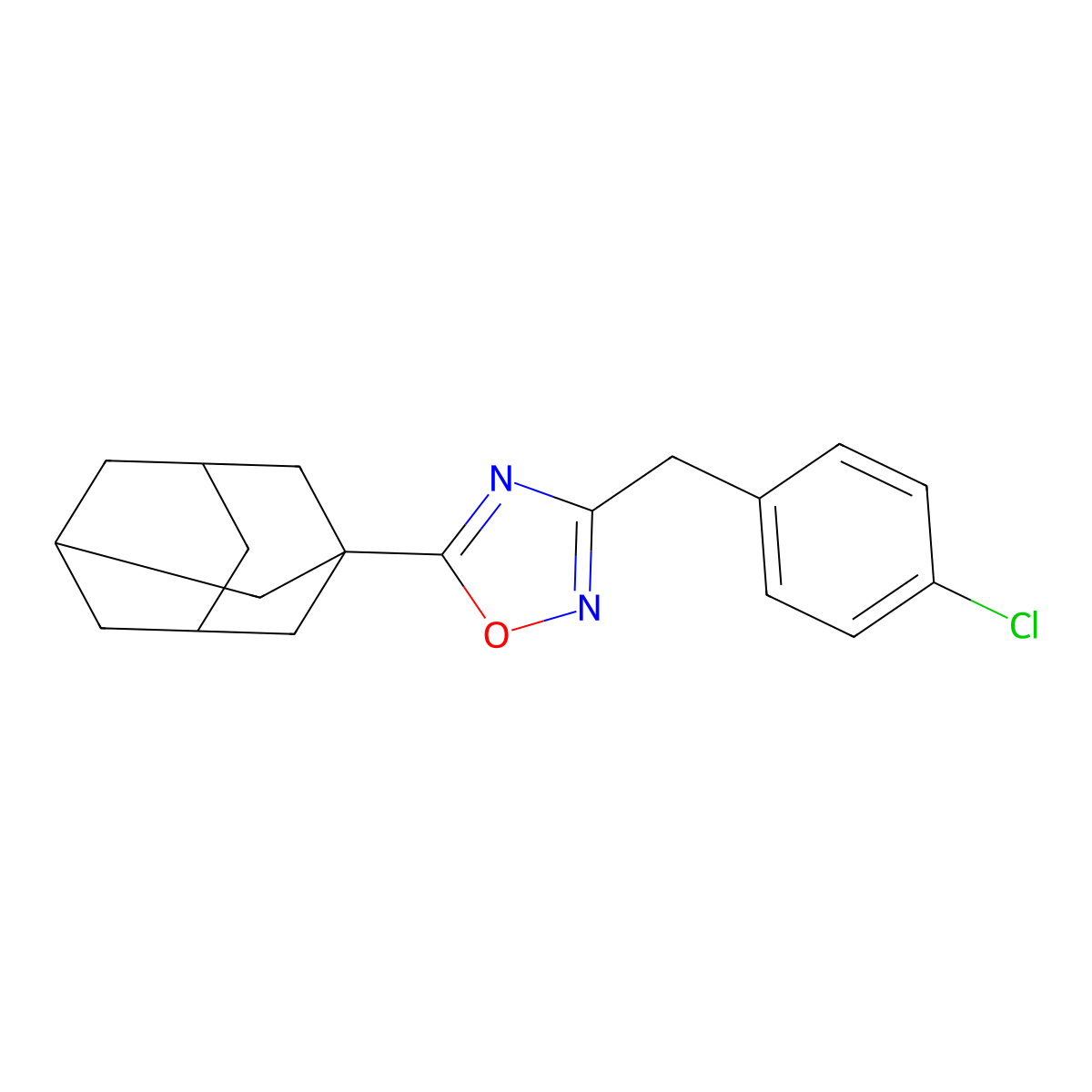5-(1-Adamantyl)-3-[(4-chlorophenyl)methyl]-1,2,4-oxadiazole molecular structure, CAS 393130-58-0
