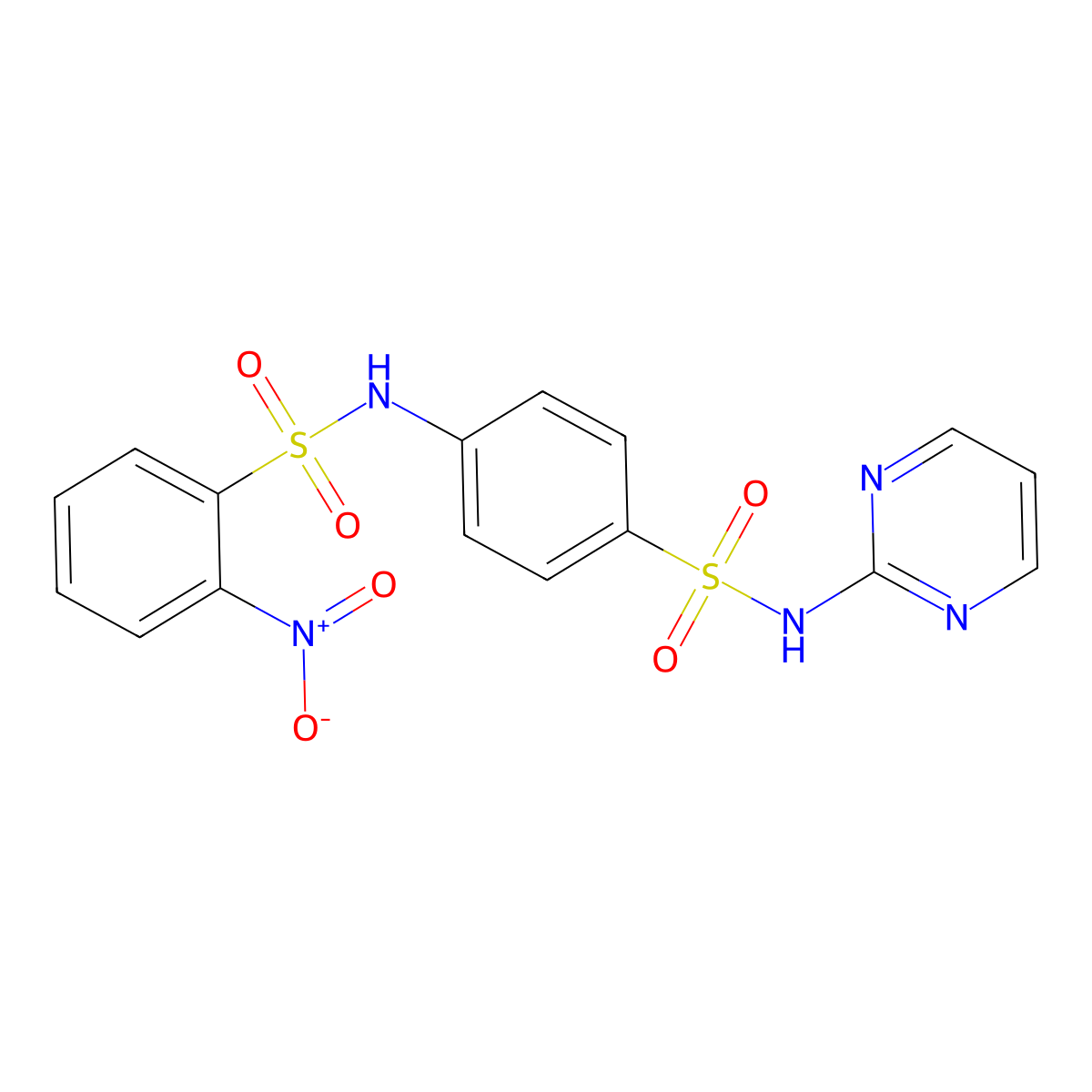 2-nitro-N-[4-(pyrimidin-2-ylsulfamoyl)phenyl]benzenesulfonamide molecular structure, CAS 393130-63-7