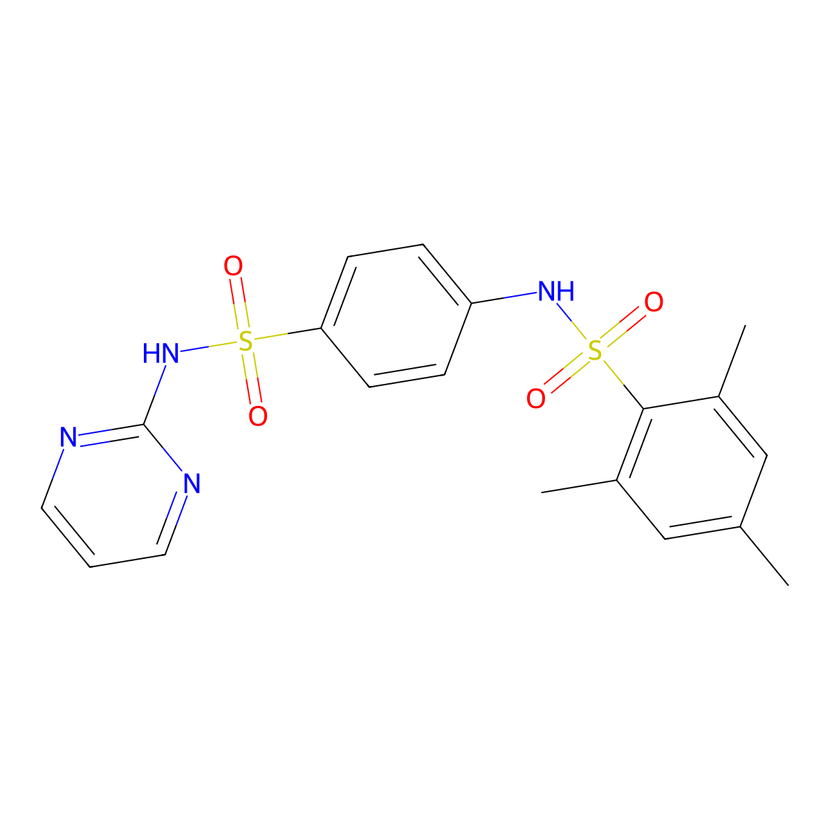 2,4,6-trimethyl-N-[4-(pyrimidin-2-ylsulfamoyl)phenyl]benzenesulfonamide molecular structure, CAS 393130-66-0