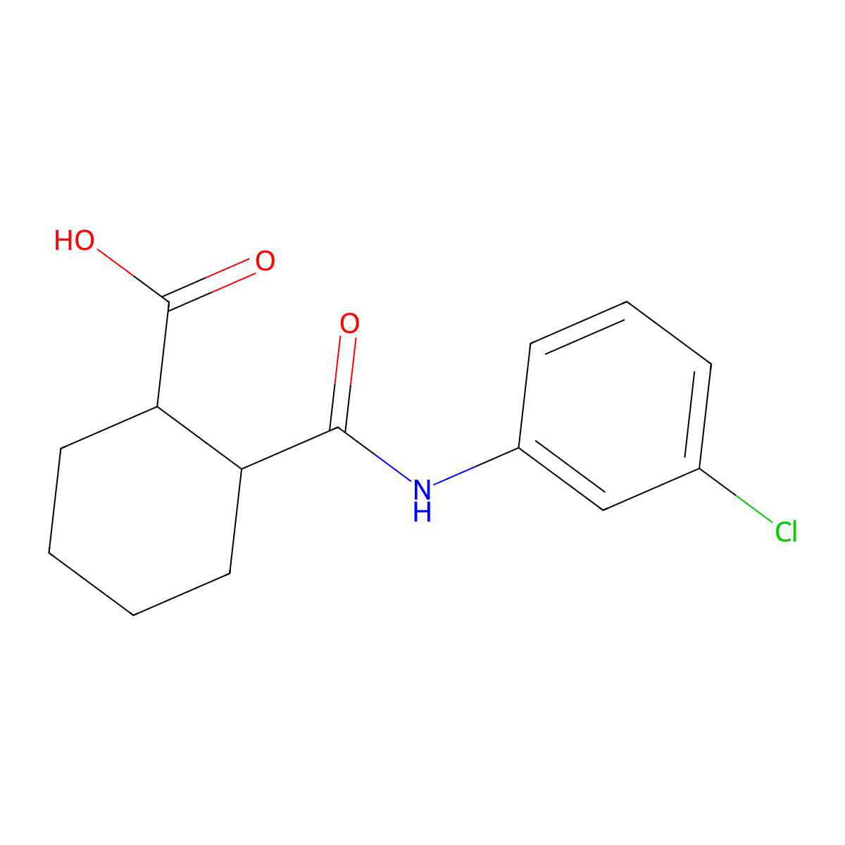 2-[[(3-Chlorophenyl)amino]carbonyl]cyclohexanecarboxylic acid molecular structure, CAS 393134-41-3