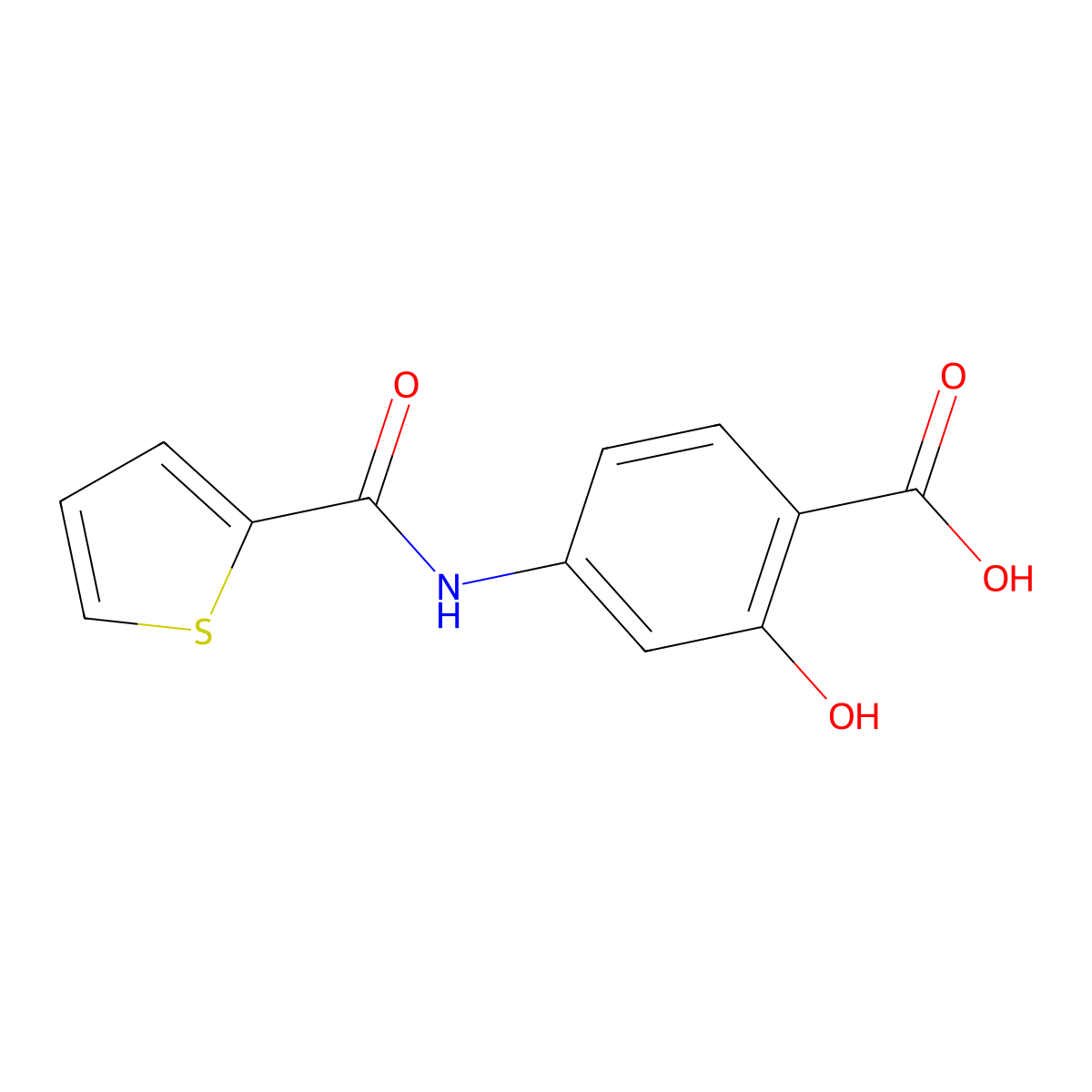 2-Hydroxy-4-[(thiophen-2-ylcarbonyl)amino]benzoic acid molecular structure, CAS 393134-80-0
