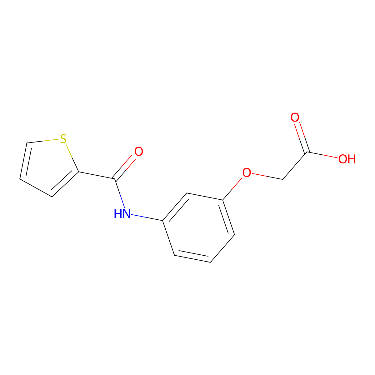 {3-[(Thiophen-2-ylcarbonyl)amino]phenoxy}acetic acid molecular structure, CAS 393134-82-2