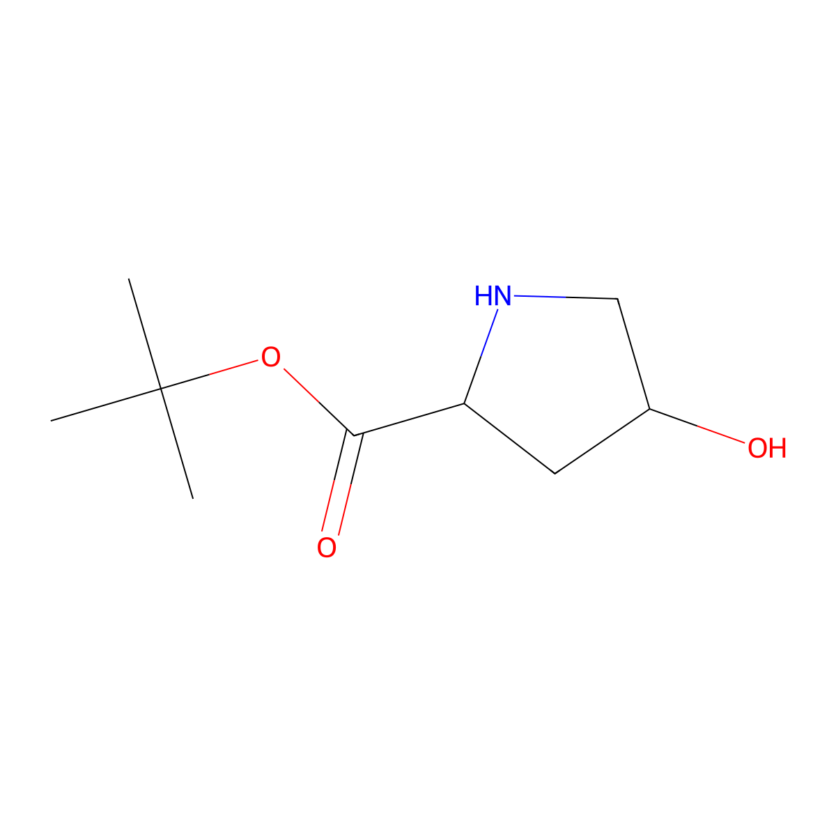 Tert-butyl 4-hydroxypyrrolidine-2-carboxylate molecular structure, CAS 393154-87-5